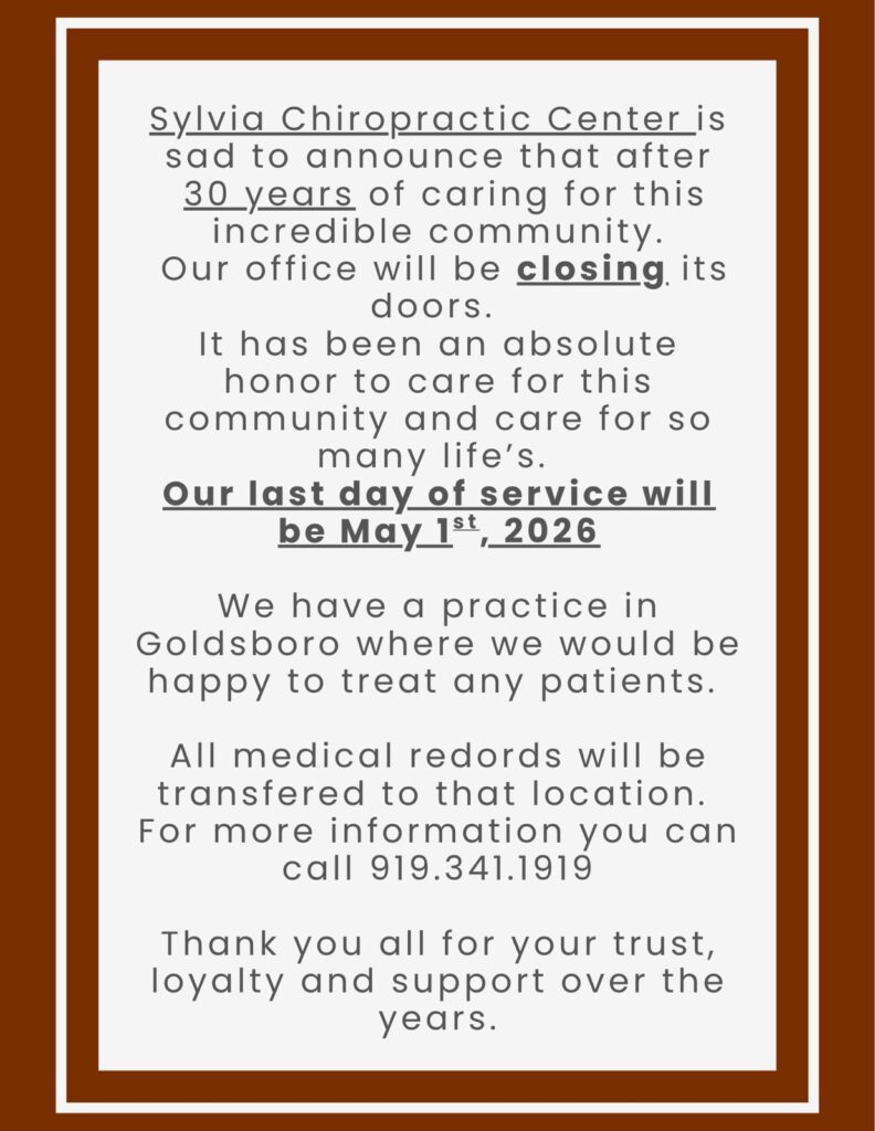Sylvia Chiropractic Center is closing... Sylvia Chiropractic Center is closing...